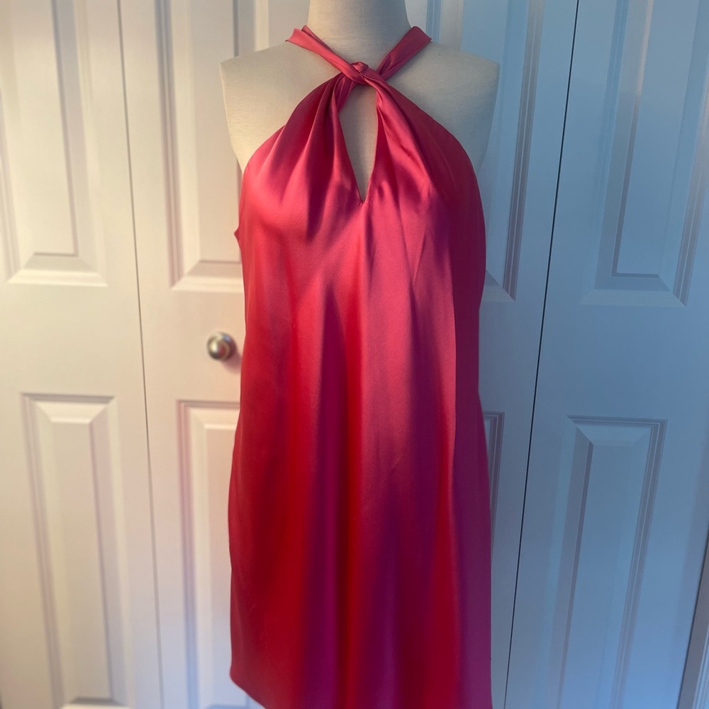 Pink Satin Mini Dress
